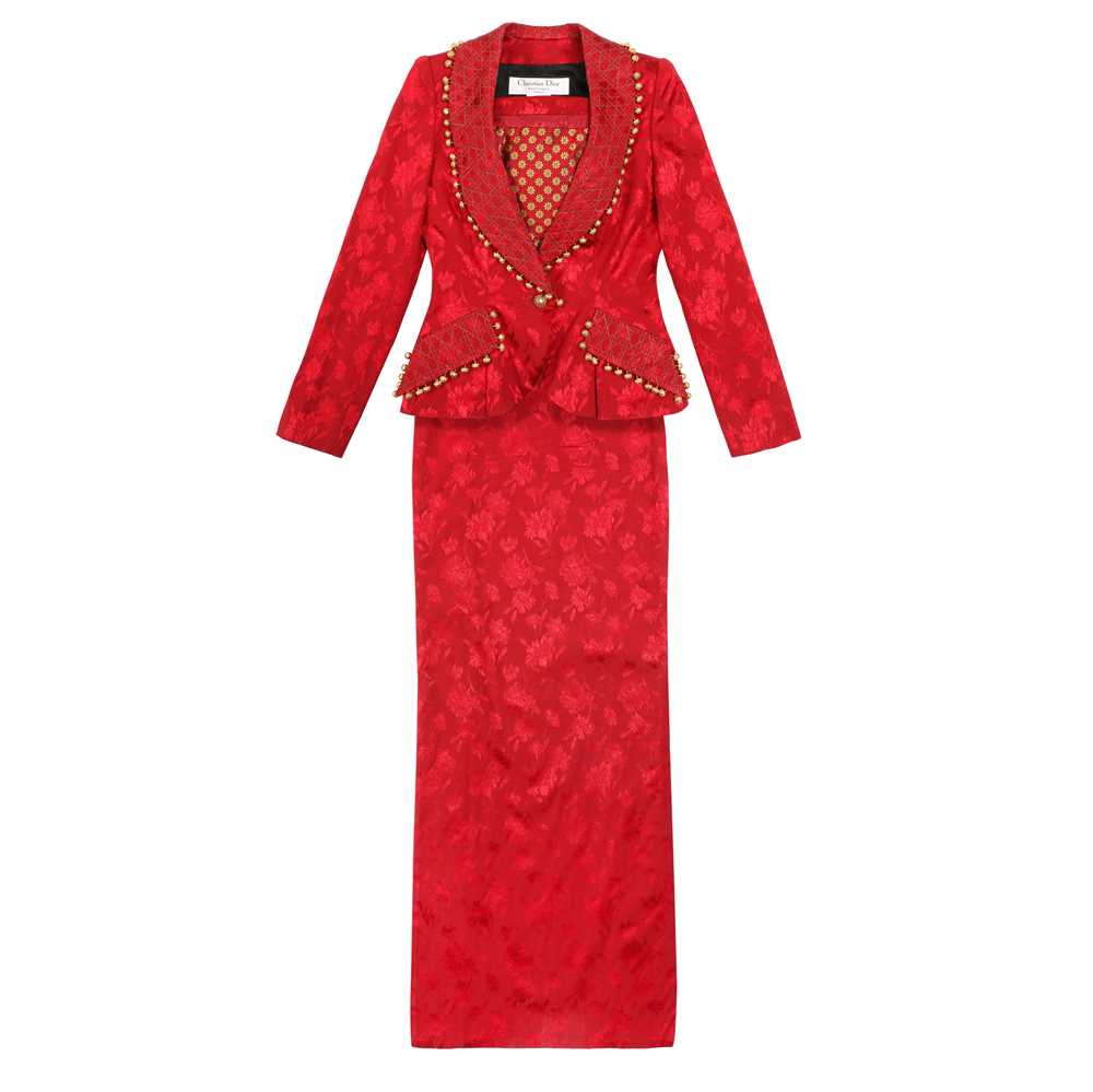 Christian Dior Red Embellished Cheongsam Archival Collection