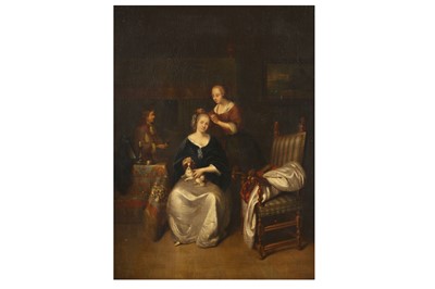 Lot 9 - CIRCLE OF CASPAR NETSCHER (DUTCH 1639-1684) A...