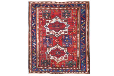 Lot 19 - AN ANTIQUE FACHRALO KAZAK RUG, SOUTH CAUCASUS...