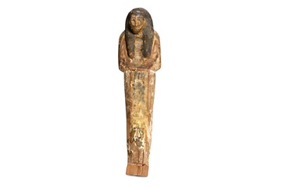 Lot 9 - AN EGYPTIAN WOOD POLYCHROME SHABTI New Kingdom,...