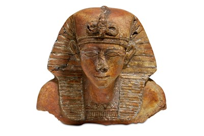 Lot 33 - AN AFTER THE ANTIQUE STONE BUST OF A PHARAOH...