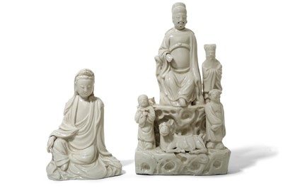 Lot 71 - TWO CHINESE BLANC-DE-CHINE FIGURES. Qing...
