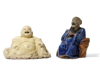 Lot 119 - A CHINESE FIGURE OF BUDAI HESHANG AND A SHIWAN...