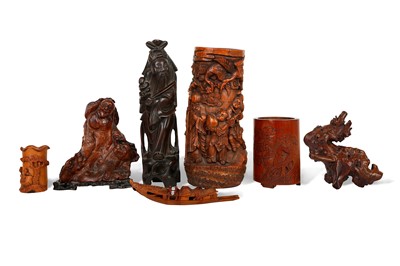 Lot 256 - A COLLECTION OF CHINESE WOOD CARVINGS. Qing...