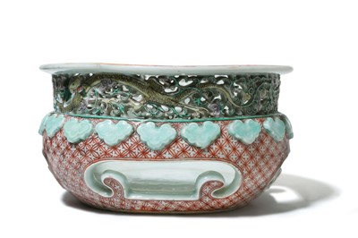 Lot 220 - A CHINESE FAMILLE VERTE RETICULATED 'DRAGON'...