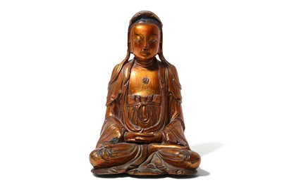 Lot 143 - A CHINESE GILT-LACQUERED WOOD FIGURE OF...