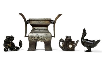 Lot 111 - A SMALL COLLECTION OF CHINESE PEWTER AND...