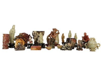 Lot 408 - A COLLECTION OF CHINESE SOAPSTONE CARVINGS....