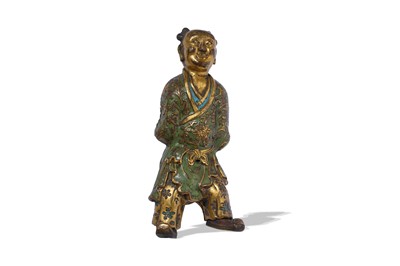 Lot 120 - A CHINESE CHAMPLEVE ENAMEL FIGURE OF A BOY....