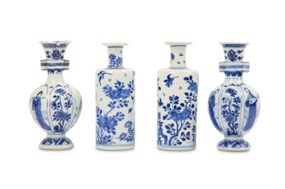 Lot 371 - A PAIR OF BLUE AND WHITE ARROW VASES, TOGETHER...