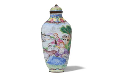 Lot 276 - A CHINESE CANTON ENAMEL 'SHEPHERDS' SNUFF...