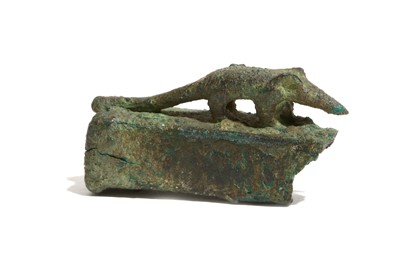Lot 18 - AN EGYPTIAN BRONZE ICHNEUMON SARCOPHAGUS Late...