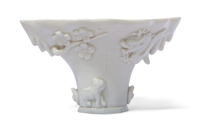 Lot 79 - A CHINESE BLANC-DE-CHINE LIBATION CUP. Early...
