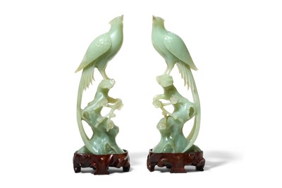 Lot 429 - A PAIR OF CHINESE HARDSTONE CARVINGS OF...