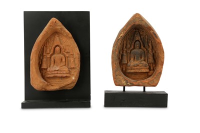 Lot 131 - TWO BURMESE TERRACOTTA VOTIVE SHRINES. 13th...