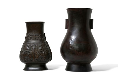 Lot 108 - TWO CHINESE BRONZE VASES, HU. 17th Century....