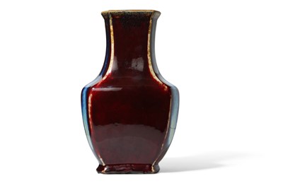 Lot 524 - A CHINESE TRIANGULAR-SECTION FLAMBE VASE. The...