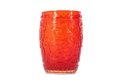 Lot 208 - A CHINESE PEKING RED GLASS ARCHAISTIC 'DRAGON'...