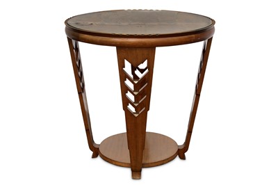 Lot 499 - A circular Art Deco style walnut occasional...
