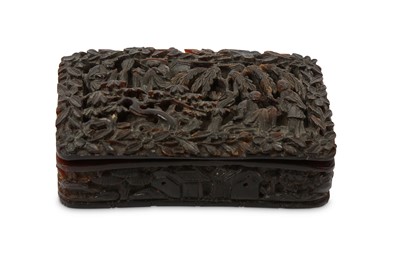 Lot 172 - A CHINESE CANTON TORTOISE SHELL RECTANGULAR...