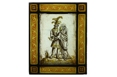 Lot 8 - A LATE 16TH / EARLY 17TH CENTURY CENTURY MOMENTO MORI STAINED GLASS PANEL, PROBABLY SWISS