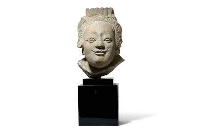 Lot 129 - A CHINESE LIMESTONE HEAD. Qing Dynasty. With a...