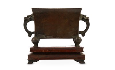 Lot 95 - A CHINESE BRONZE RECTANGULAR INCENSE BURNER....