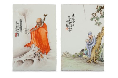 Lot 534 - TWO CHINESE FAMILLE ROSE PLAQUES. One painted...