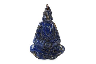 Lot 417 - A CHINESE LAPIS LAZULI 'BUDDHA' PENDANT. Late...