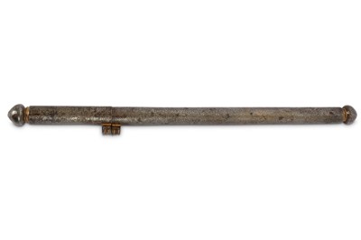 Lot 146 - AN IRON PARCEL-GILT DOCUMENT HOLDER. Tibet,...