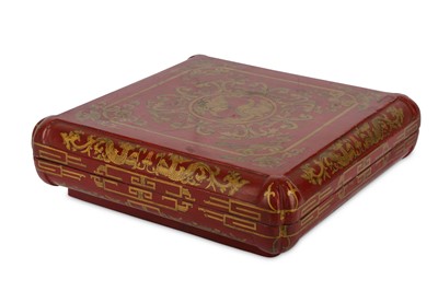 Lot 235 - A CHINESE CINNABAR AND GILT-LACQUER WOOD...