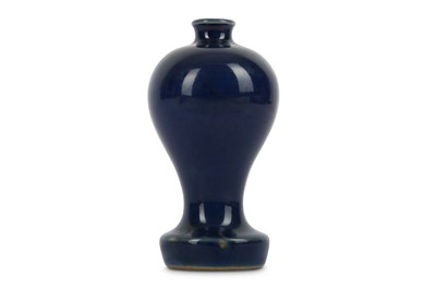 Lot 518 - A CHINESE MONOCHROME BLUE GLAZE MEIPING VASE....
