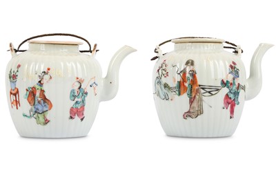Lot 351 - TWO CHINESE FAMILLE ROSE TEAPOTS AND COVERS....