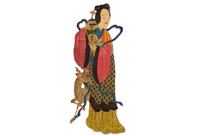 Lot 297 - A CHINESE EMBROIDERED 'MAGU' PANEL. Late Qing...