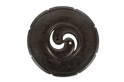 Lot 259 - A CHINESE CIRCULAR 'YIN-YANG' ZITAN STAND....