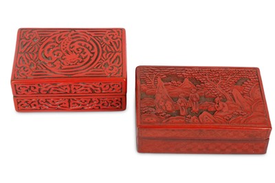 Lot 240 - TWO CINNABAR LACQUER RECTANGULAR BOXES AND...