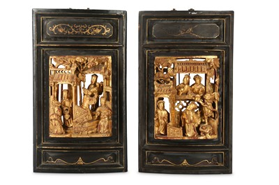 Lot 252 - A PAIR OF CHINESE GILT-WOOD RETICULATED PANELS....