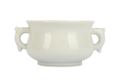 Lot 74 - A CHINESE WHITE-GLAZED INCENSE BURNER, GUI....