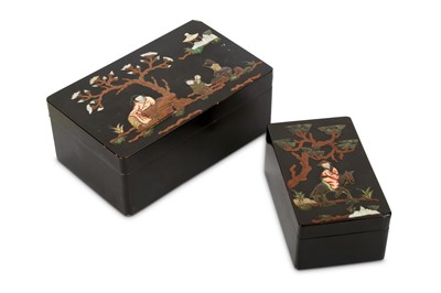 Lot 239 - TWO CHINESE LACQUERED WOOD AND...