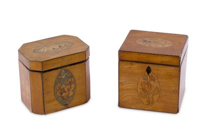 Lot 202 - Two George III tea caddies one of rectangular...