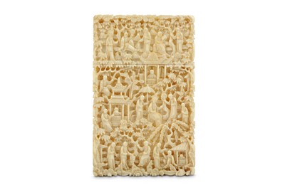 Lot 163 - A CHINESE CANTON CARVED IVORY CARD CASE. Qing...