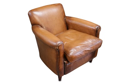 Lot 704 - A contemporary leather club chair, with scroll...