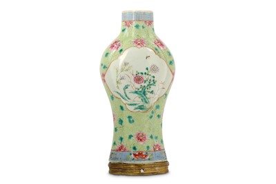 Lot 541 - A CHINESE FAMILLE ROSE BALUSTER VASE. Qing...