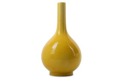 Lot 517 - A CHINESE YELLOW-GLAZED BOTTLE VASE. The ovoid...