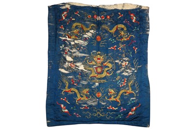 Lot 299 - A CHINESE BLUE-GROUND RECTANGULAR 'FIVE DRAGON'...