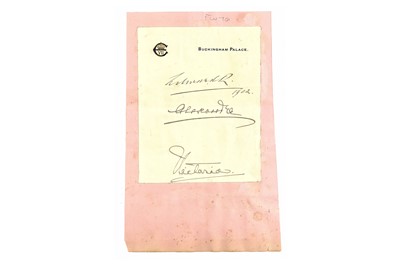 Lot 332 - Royal Signatures.- Page with 'Buckingham...