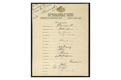 Lot 415 - Australian Cricket.- Official team sheet...