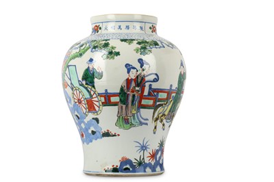 Lot 554 - A CHINESE FAMILLE VERTE BALUSTER VASE. Painted...