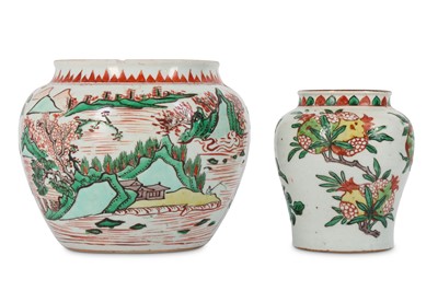 Lot 254 - A CHINESE FAMILLE VERTE ‘LANDSCAPE’ JAR,...