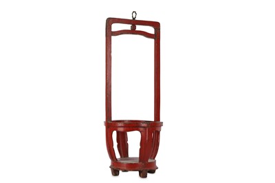Lot 230 - A CHINESE CINNABAR LACQUER HANGING BASKET...